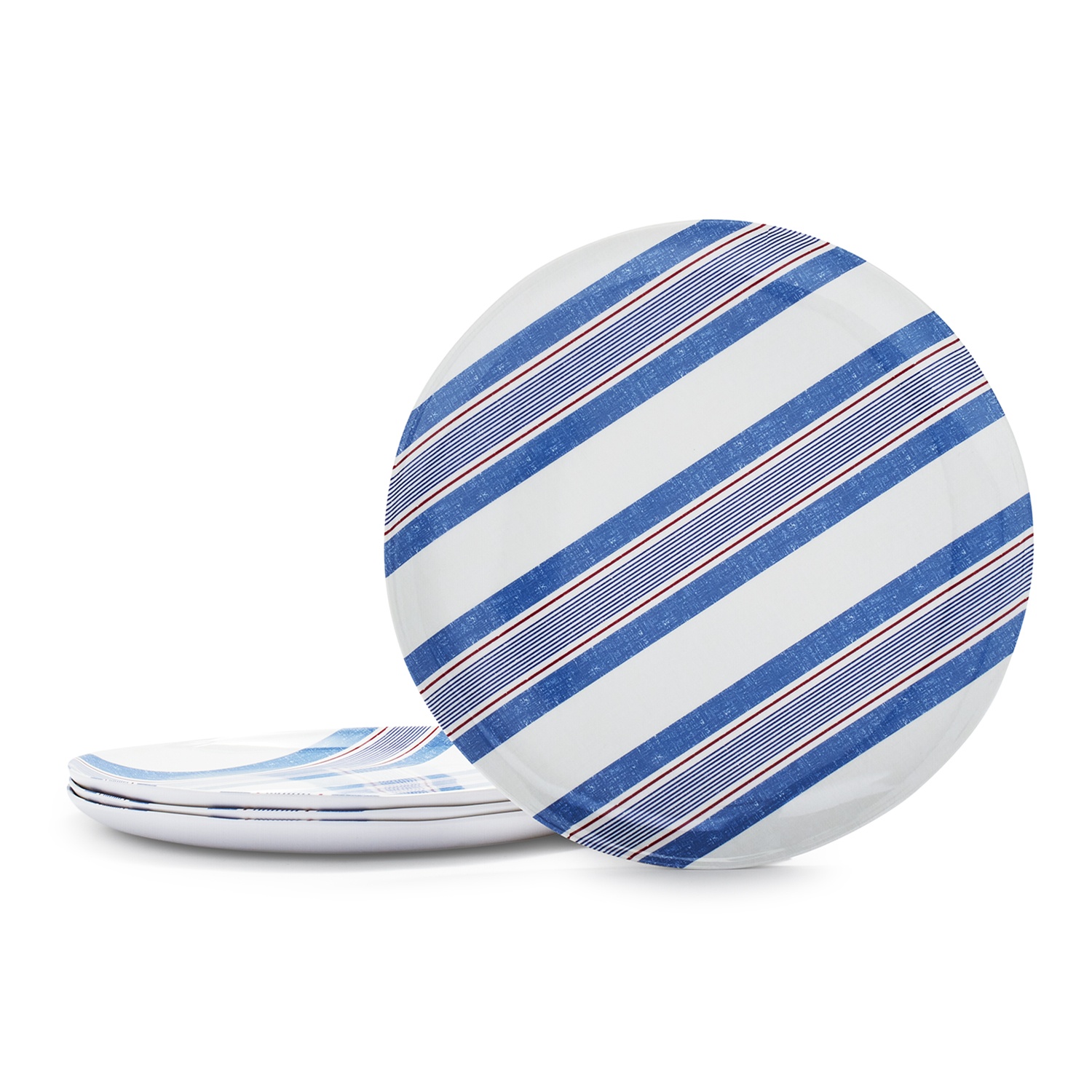 slide 1 of 1, Sur La Table Striped Melamine Dinner Plates, 1 ct