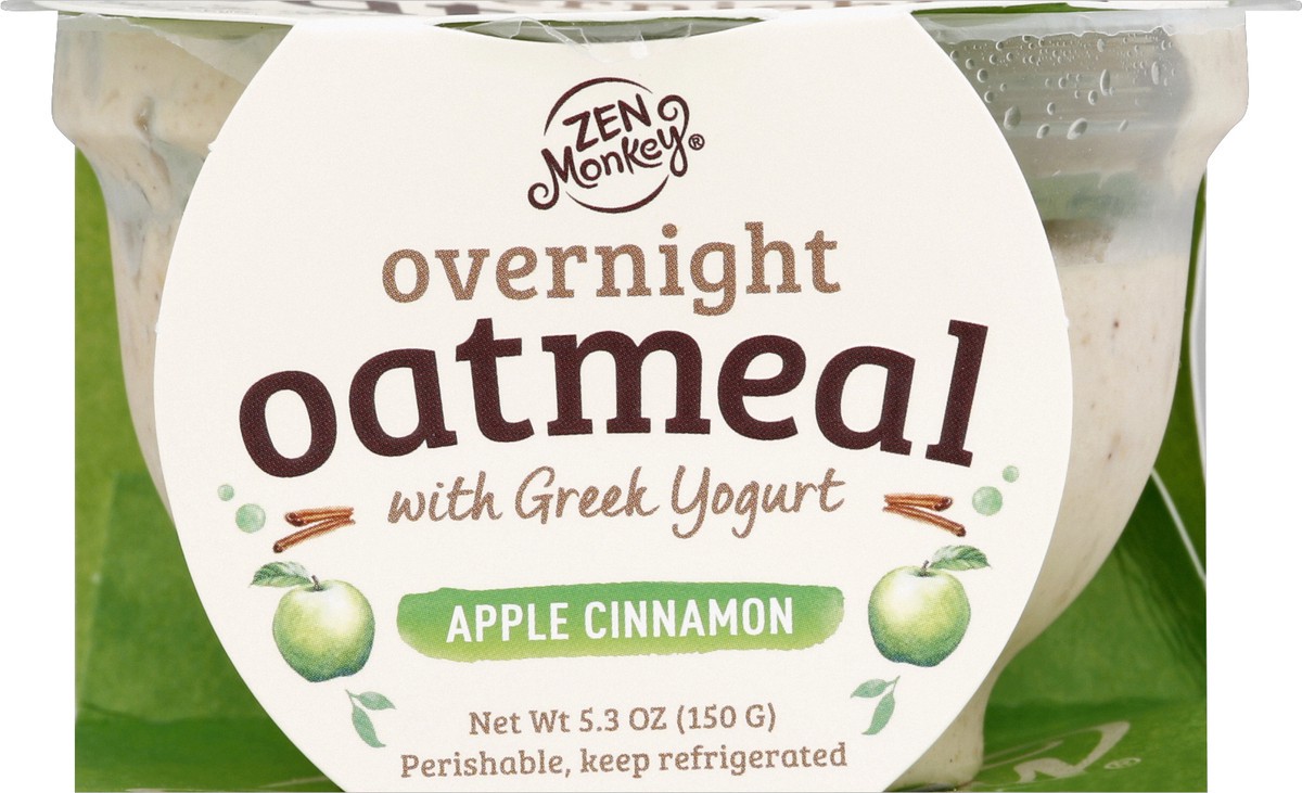 slide 4 of 4, Zen Monkey Greek Yogurt Juicy Oats Apple Cinnamon, 5.3 oz