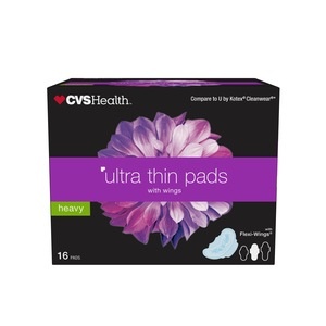 slide 1 of 1, CVS Health Ultra Thin Pads With Wings, Heavy, 16 ct