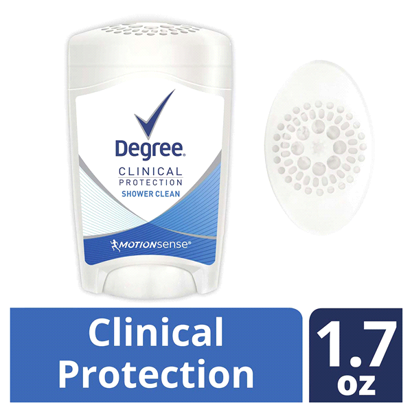slide 1 of 1, Degree Clinical Strength Shower Clean Antiperspirant Deodorant, 1.7 oz