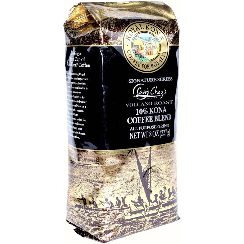 slide 1 of 3, Royal Kona Sam Choy's Volcano Roast Ground Dark Roast Coffee - 8oz, 8 oz