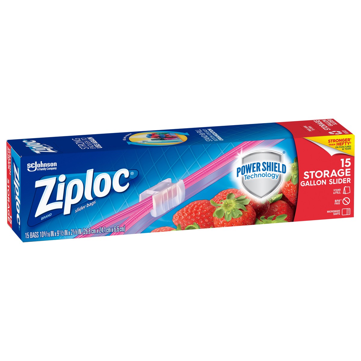 slide 2 of 6, Ziploc Slider Storage Gallon Bags with Power Shield Technology, 15 Count, 15 ct