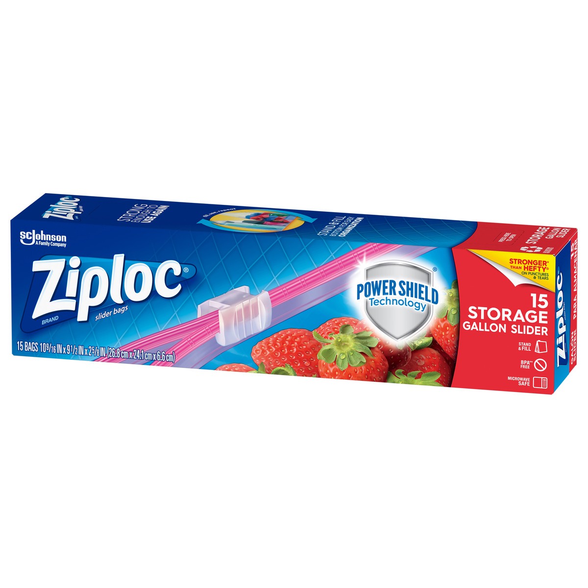 slide 5 of 6, Ziploc Slider Storage Gallon Bags with Power Shield Technology, 15 Count, 15 ct