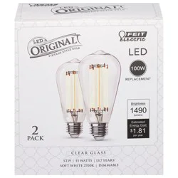 Feit Electric 15 Watts Clear Glass Vintage Style Bulbs 2 ea