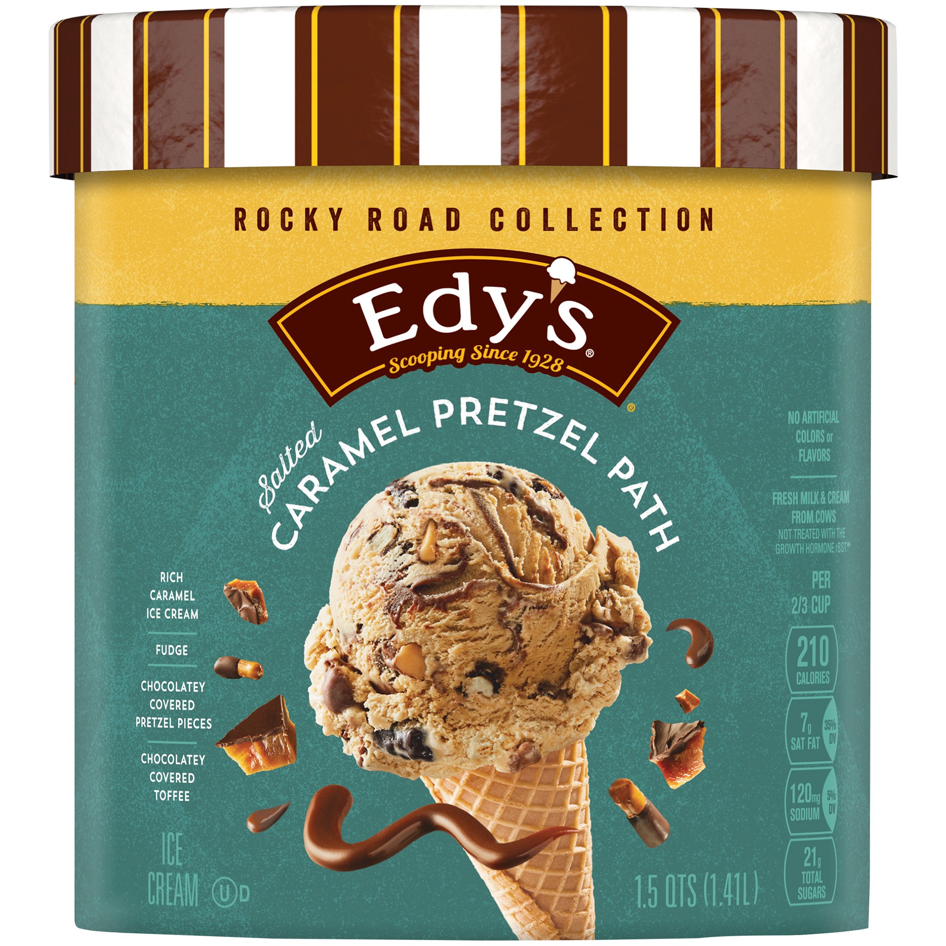 slide 1 of 5, Edy's Edy''s/Dreyer''s Rocky Road Collection Salted Caramel Pretzel Path Ice Cream, 1.5 Qt, 1.5 qt
