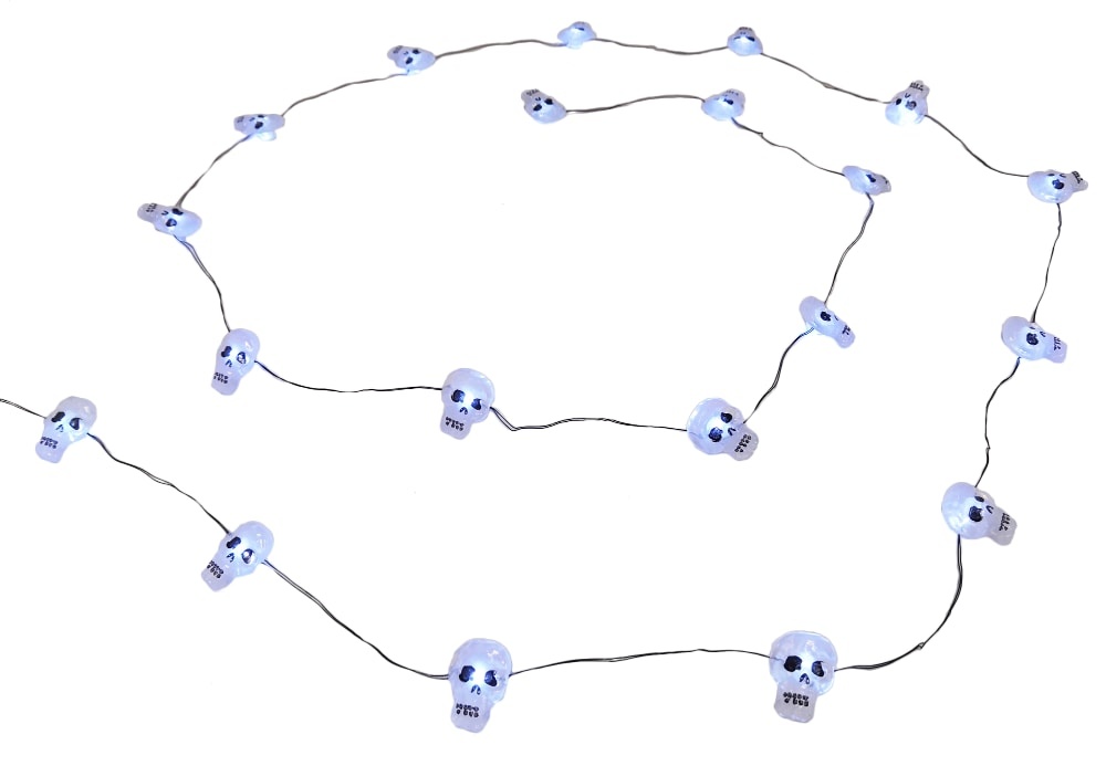 slide 1 of 1, Holiday Home Led Skull Lights - White, 20 ct