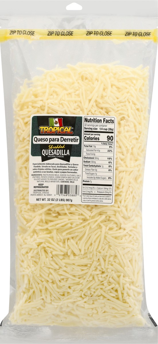 slide 1 of 10, Tropical Shredded Quesadilla Cheese 32 oz, 32 oz