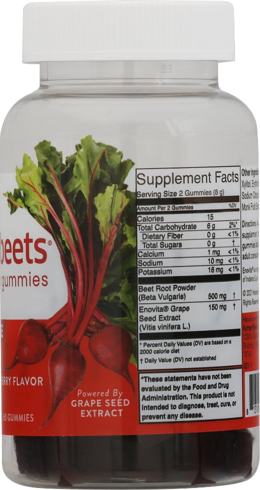 slide 3 of 6, HumanN Superbeets Gummies Pomegranate Berry Flavor Circulation Gummies 60 Gummies, 60 ct