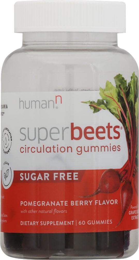 slide 1 of 6, HumanN Superbeets Gummies Pomegranate Berry Flavor Circulation Gummies 60 Gummies, 60 ct