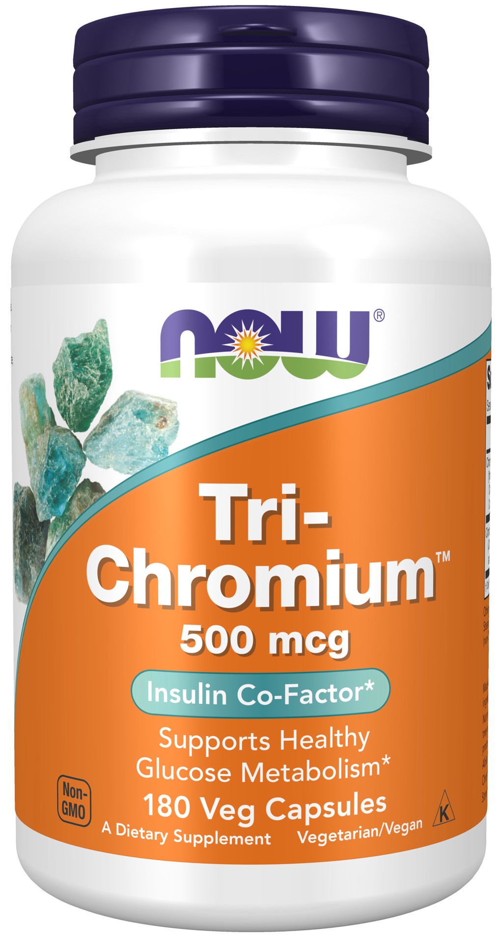 slide 1 of 4, NOW Tri-Chromium™ 500 mcg with Cinnamon - 180 Veg Capsules, 180 ct