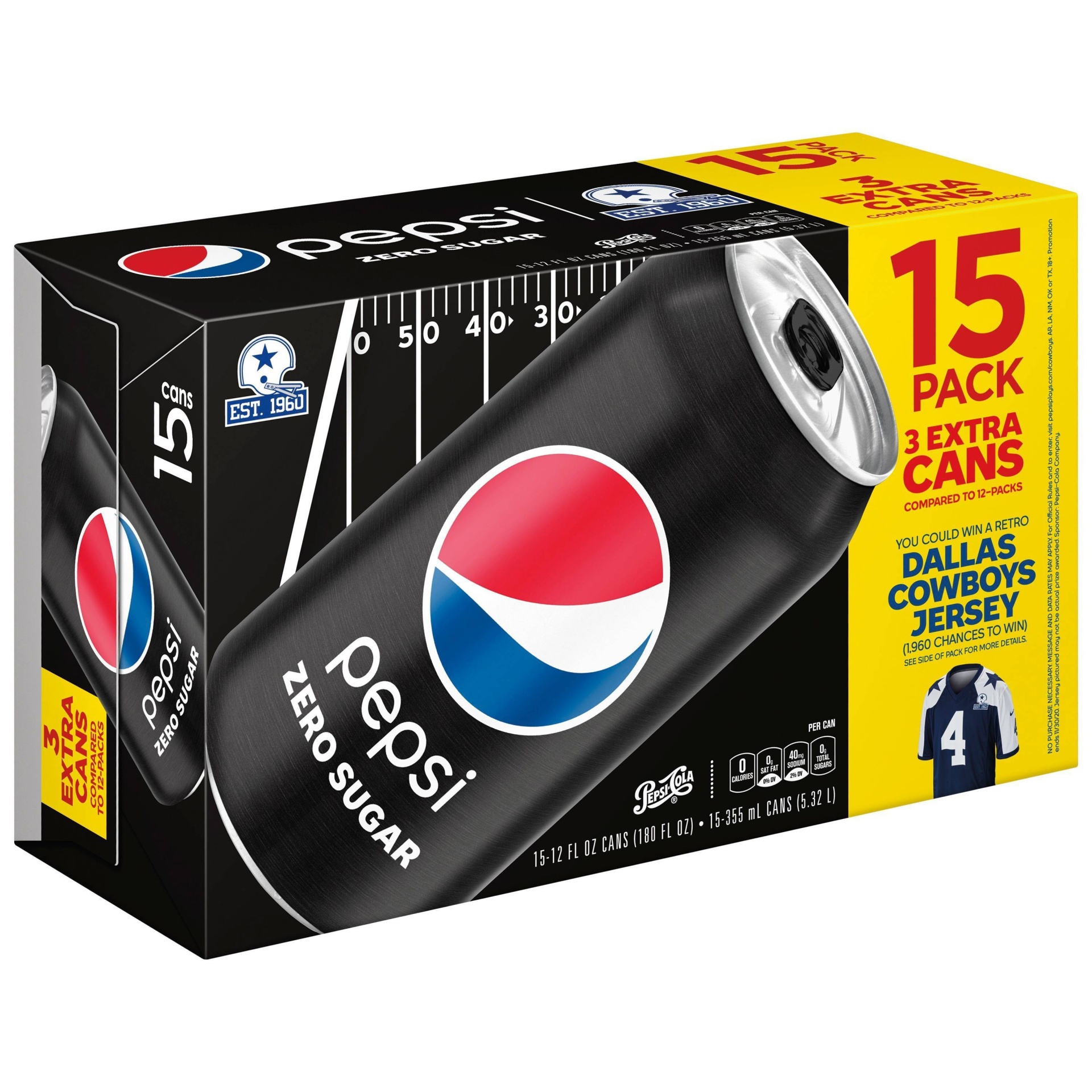 slide 1 of 1, Pepsi Zero Sugar Cola - 15 ct; 12 fl oz, 15 ct; 12 fl oz