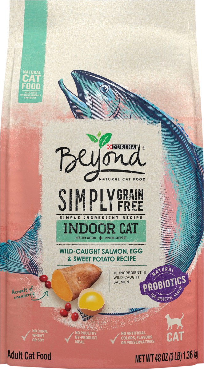 slide 7 of 9, Beyond Purina Beyond Natural Grain Free Dry Cat Food Simply Indoor Salmon, Egg and Sweet Potato Recipe, 3 lb