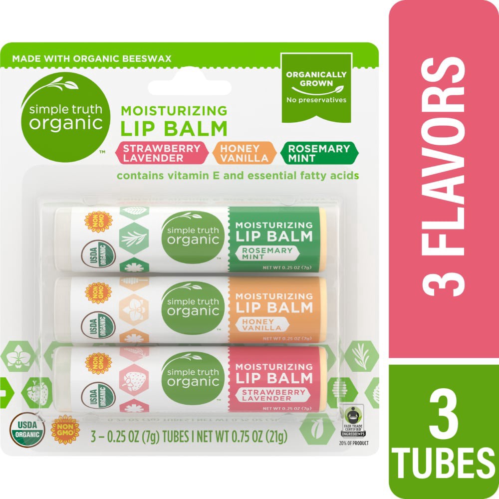 slide 1 of 2, Simple Truth Organic Smple Truth Organic Moisturizing Lip Balm Variety Pack, 3 ct