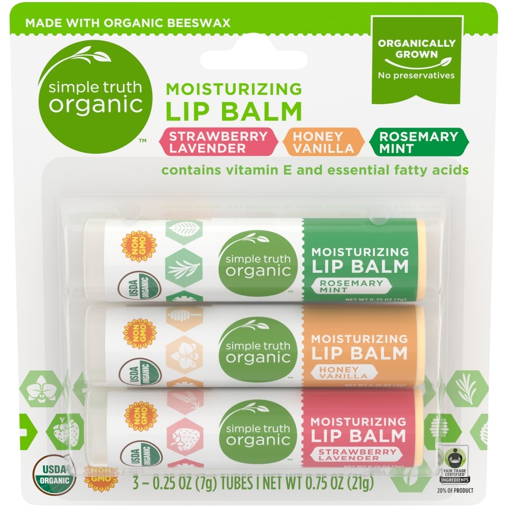 slide 1 of 1, Simple Truth Organic Smple Truth Organic Moisturizing Lip Balm Variety Pack, 3 ct