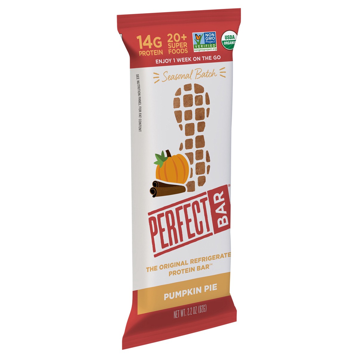 slide 8 of 9, Perfect Bar Original Refrigerated Protein Bar, Pumpkin Pie, 2.2 Ounce Bar, 2.2 oz