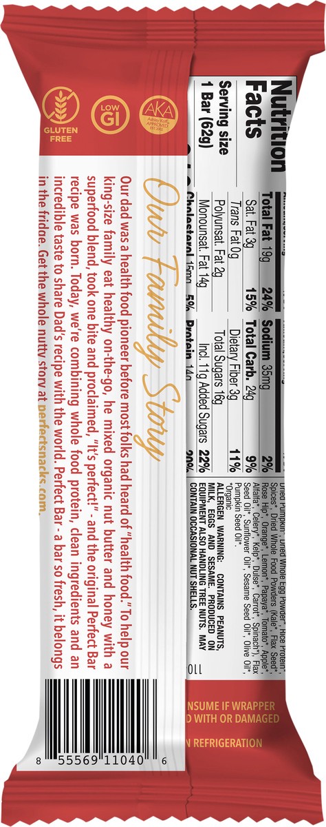 slide 7 of 9, Perfect Bar Original Refrigerated Protein Bar, Pumpkin Pie, 2.2 Ounce Bar, 2.2 oz