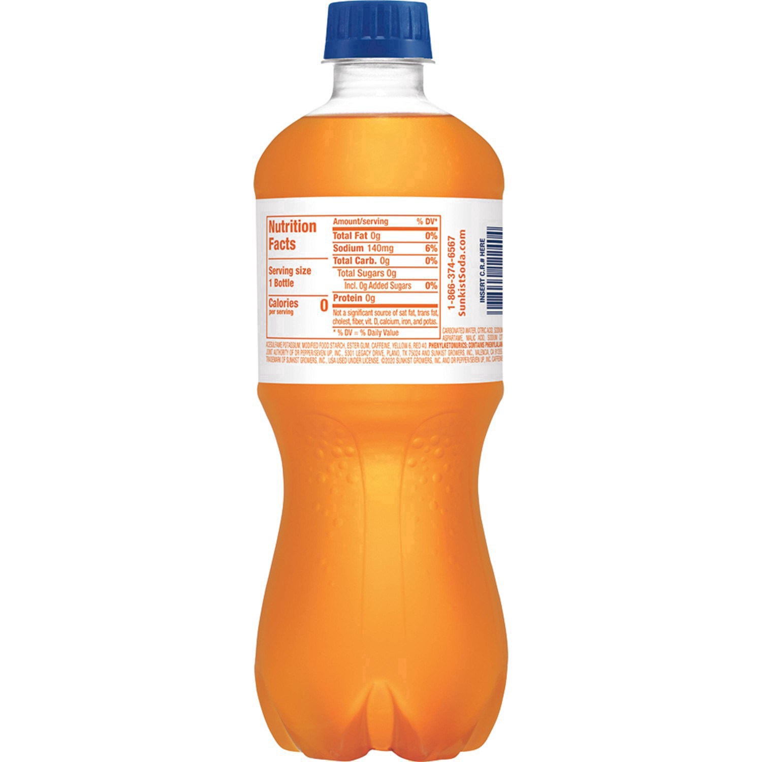 slide 22 of 31, Sunkist Zero Sugar Orange Soda, 20 fl oz bottle, 20 fl oz