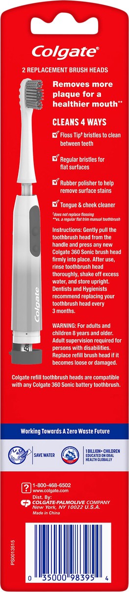 slide 4 of 5, Colgate 360 Optic White Battery SoftToothbrush Replacement Heads, 2 ct