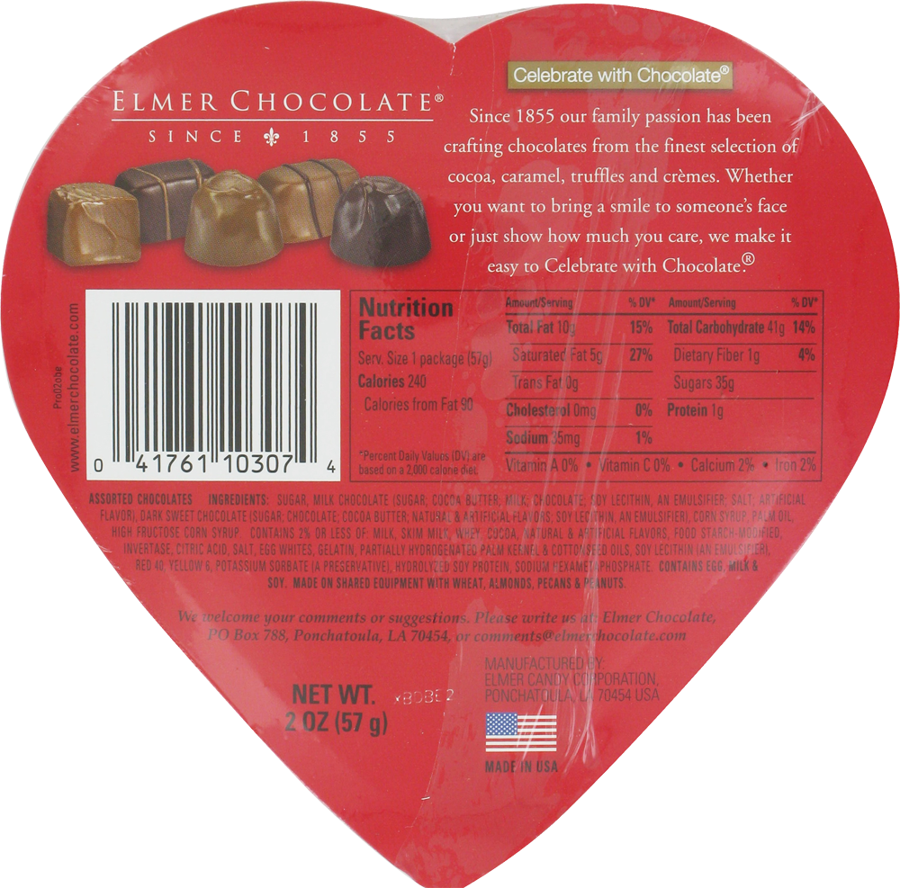 slide 3 of 3, Elmer Assorted Chocolates in Heart Shaped Box Valentine Candy, 2 oz