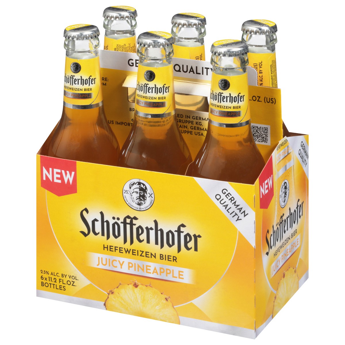 slide 3 of 9, Schöfferhofer Hefeweizen Juicy Pineapple Beer 6 - 11.2 fl oz Bottles, 11.2 oz