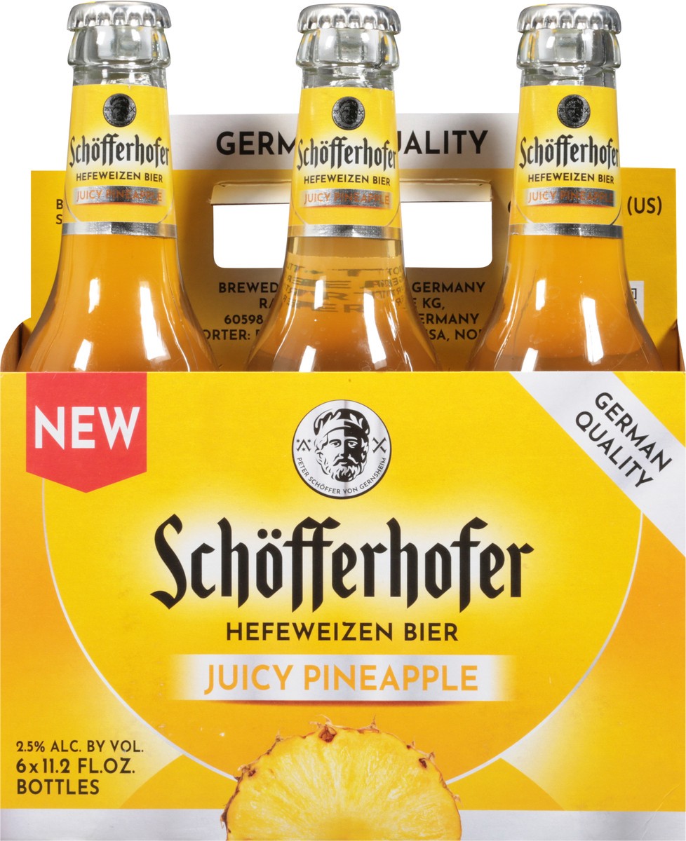 slide 6 of 9, Schöfferhofer Hefeweizen Juicy Pineapple Beer 6 - 11.2 fl oz Bottles, 11.2 oz