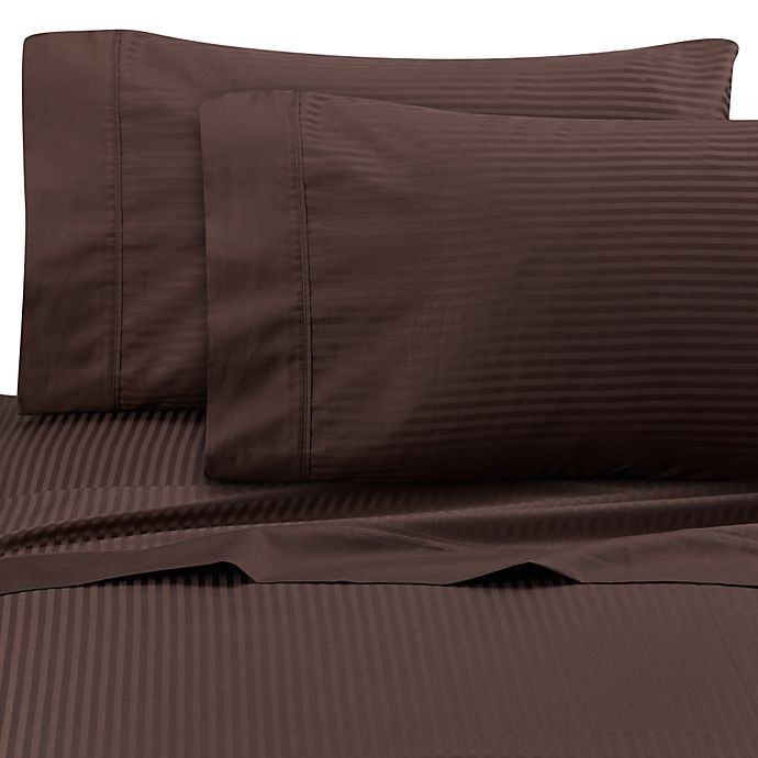 slide 1 of 1, Wamsutta Ultra Soft Sateen 525-Thread-Count Standard Pillowcase Pair - Chocolate Stripe, 1 ct