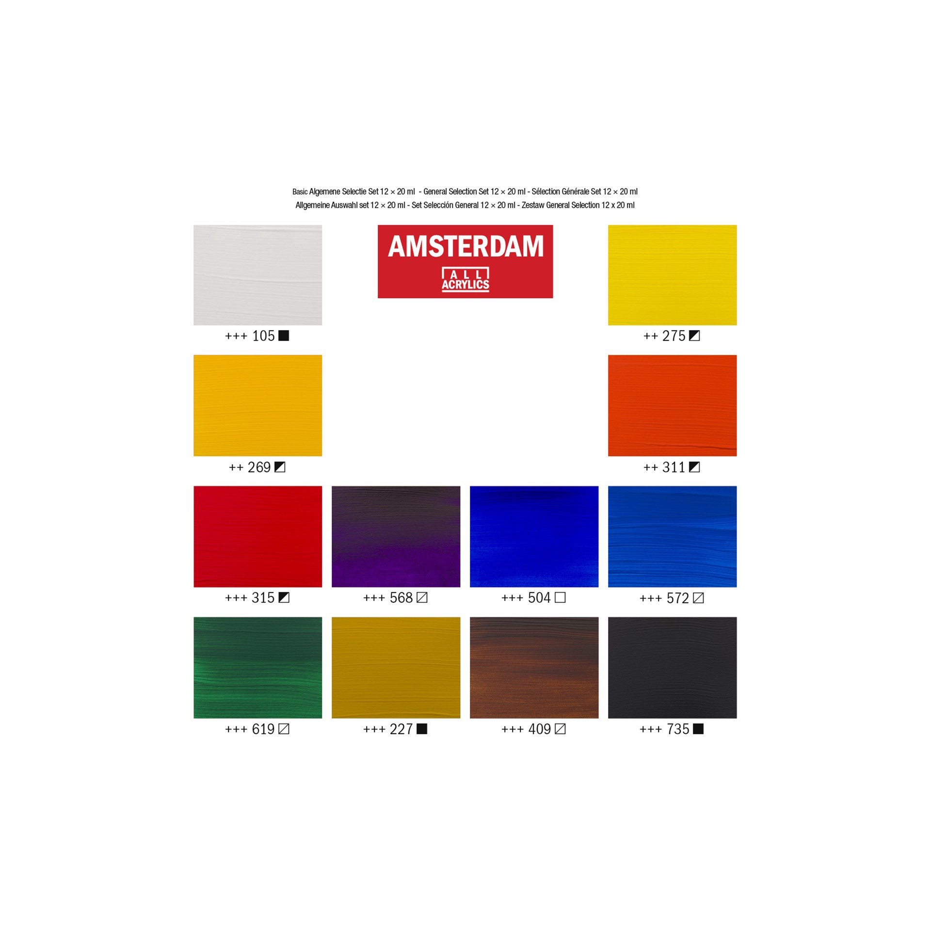 slide 6 of 6, New Amsterdam Standard Series 12 Color General Selection Acrylic Paint Set, 20 ml