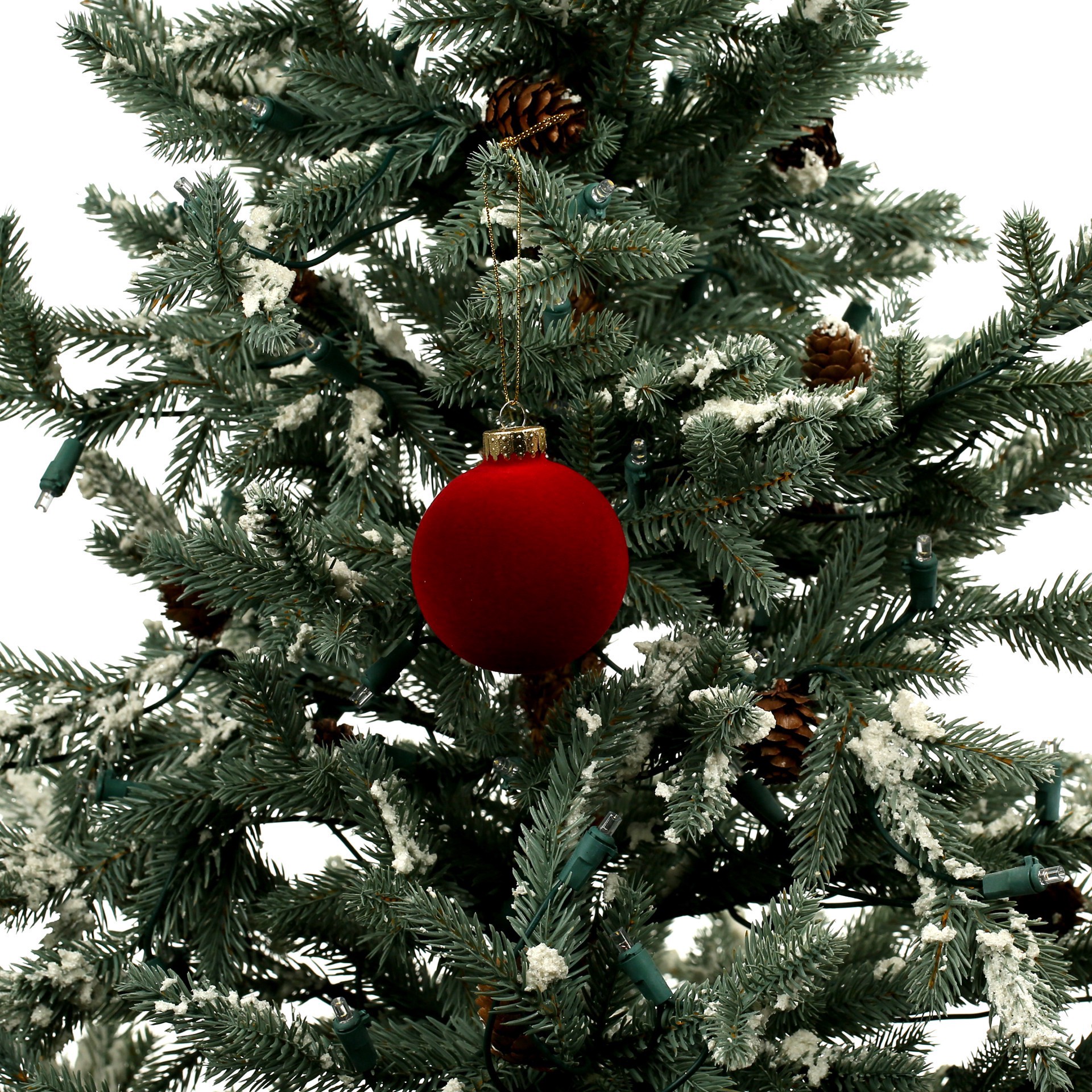 slide 2 of 3, 6 Pack 2.5" Dark Red Flocked Glass Ball Ornaments By Ashland, 6 ct