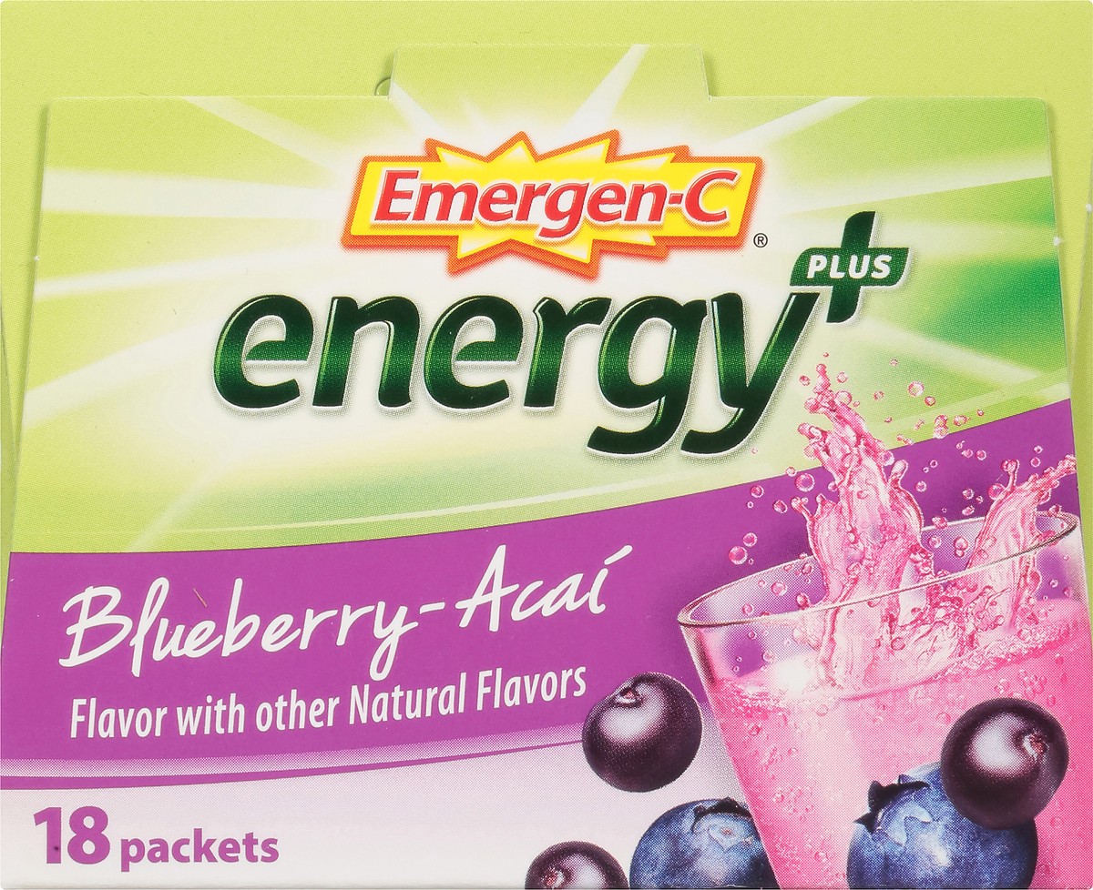 slide 7 of 7, Emergen-C Energy Plus Blueberry-Acai Fizzy Drink Mix 18 ea, 18 ct