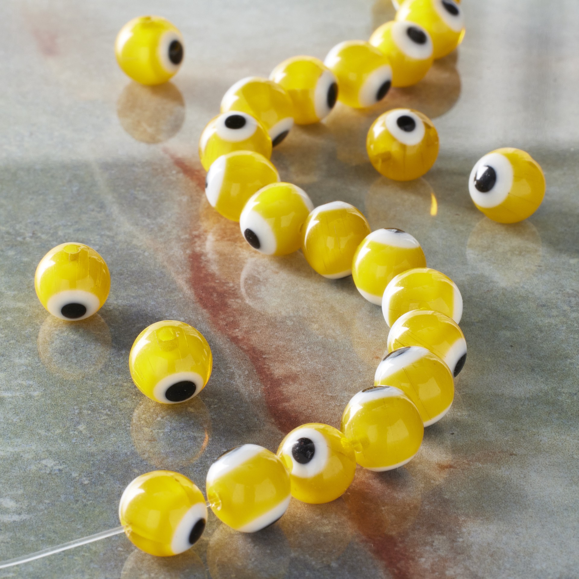 slide 2 of 3, Lampwork Glass Round Evil Eye Beads, 8mm By Bead Landing, 8mm