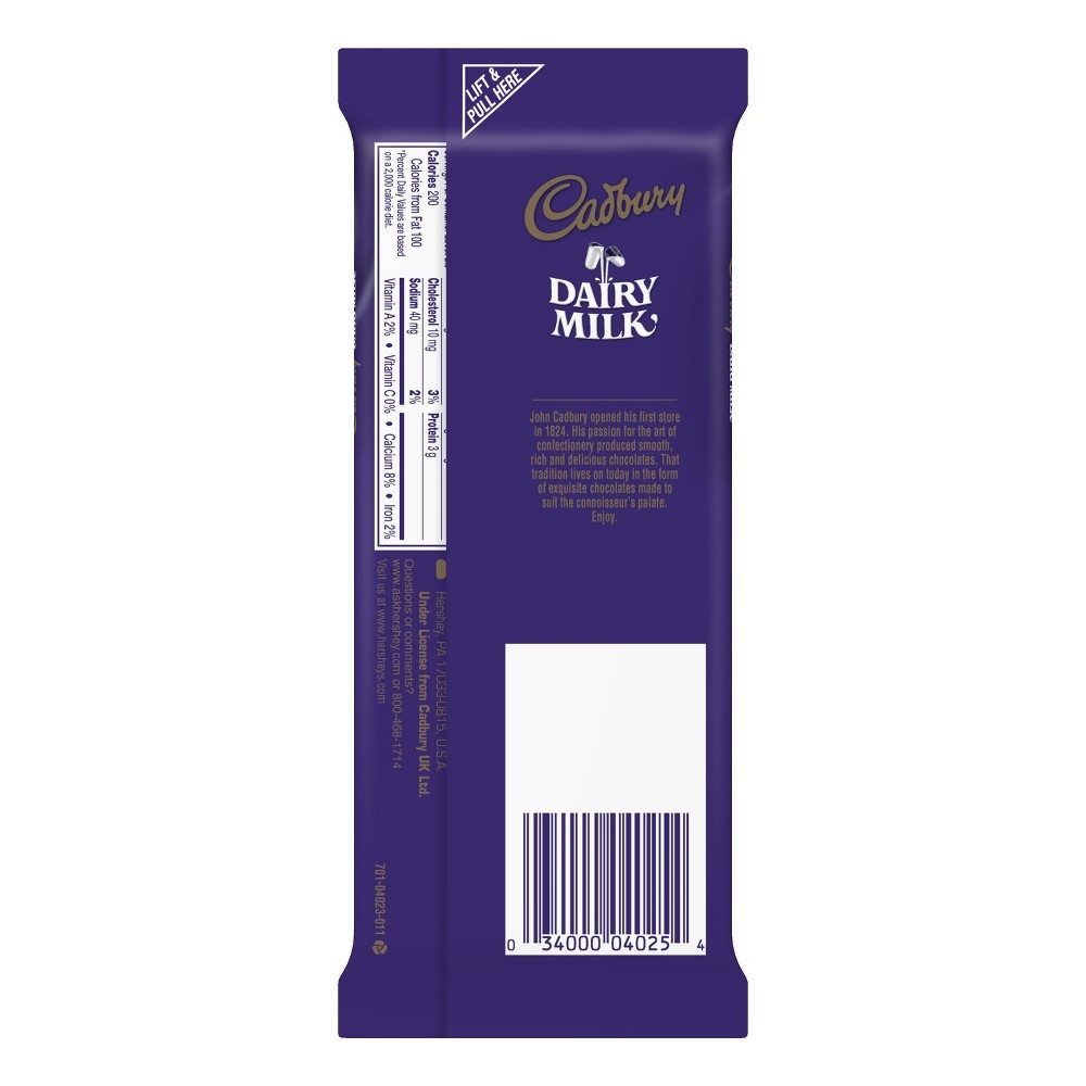 slide 3 of 7, Cadbury Dairy Milk Choc. Bar, 3.5 oz