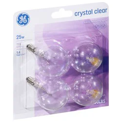 GE 25 Watts Crystal Clear Light Bulbs 4 ea