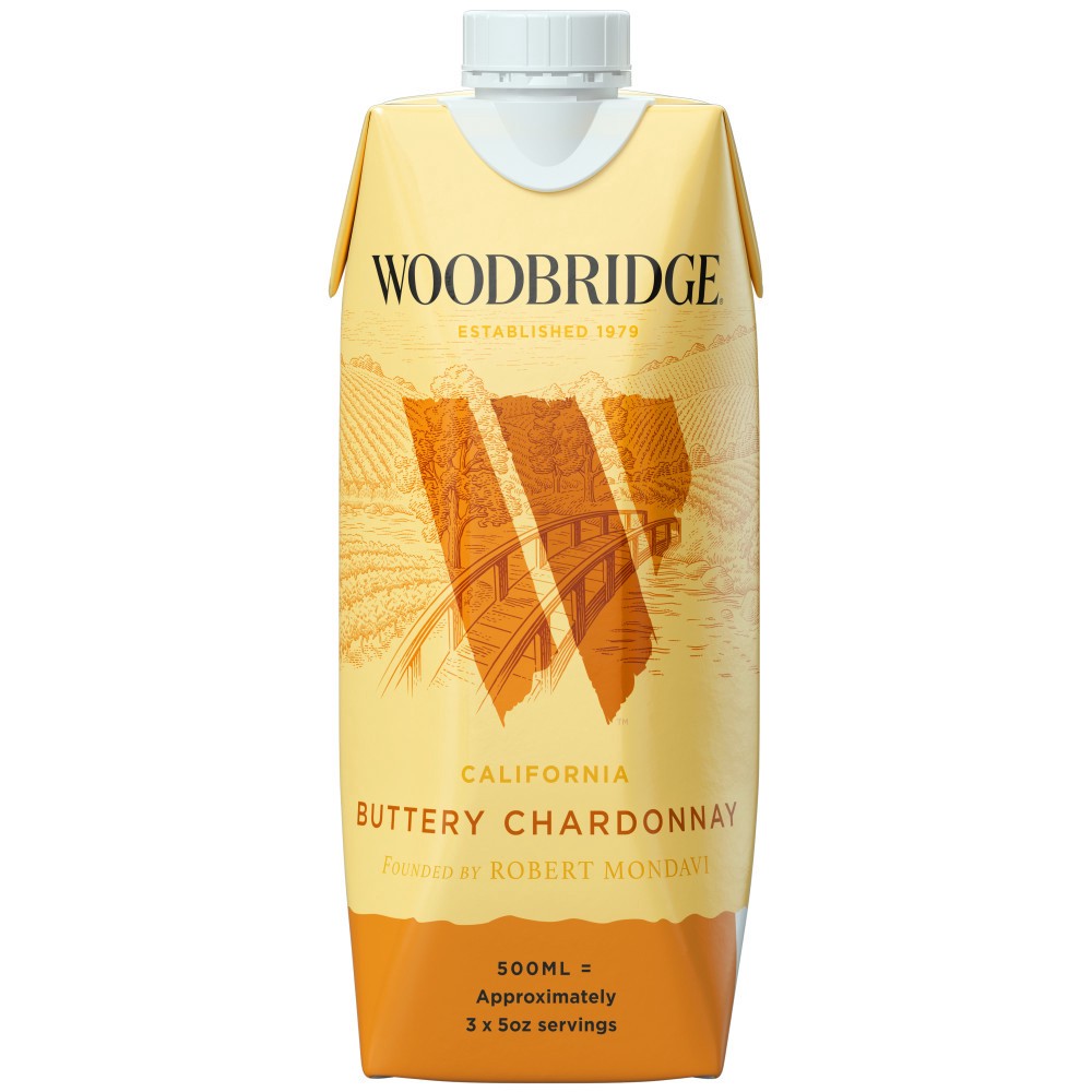 slide 1 of 5, Woodbridge by Robert Mondavi Buttery Chardonnay White Wine, 500 mL Box, 16.91 fl oz