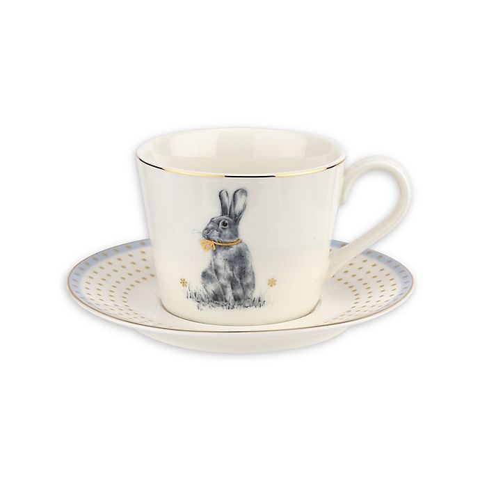 slide 1 of 2, Spode Meadow Lane Teacup and Saucer - Blue, 1 ct