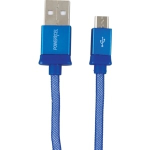 slide 1 of 1, PowerXcel Durable Micro To Usb Sync & Charge Cable, Blue, 1 ct