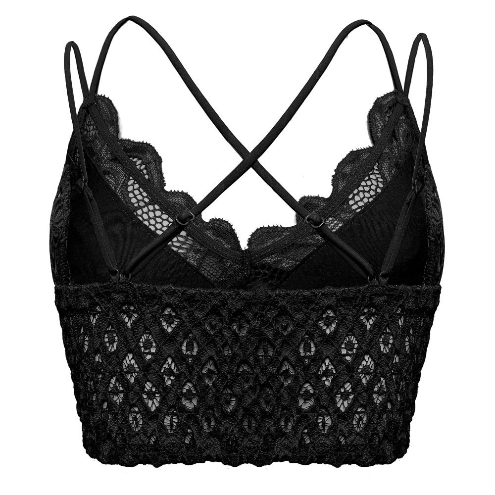 slide 2 of 2, DIP Crochet Lace Bralette - Black, XL