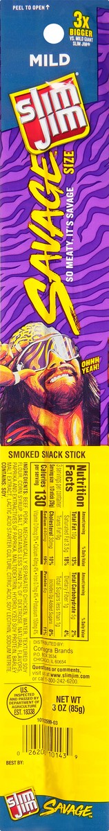 slide 9 of 10, Slim Jim Savage Stick Mild, 3 oz