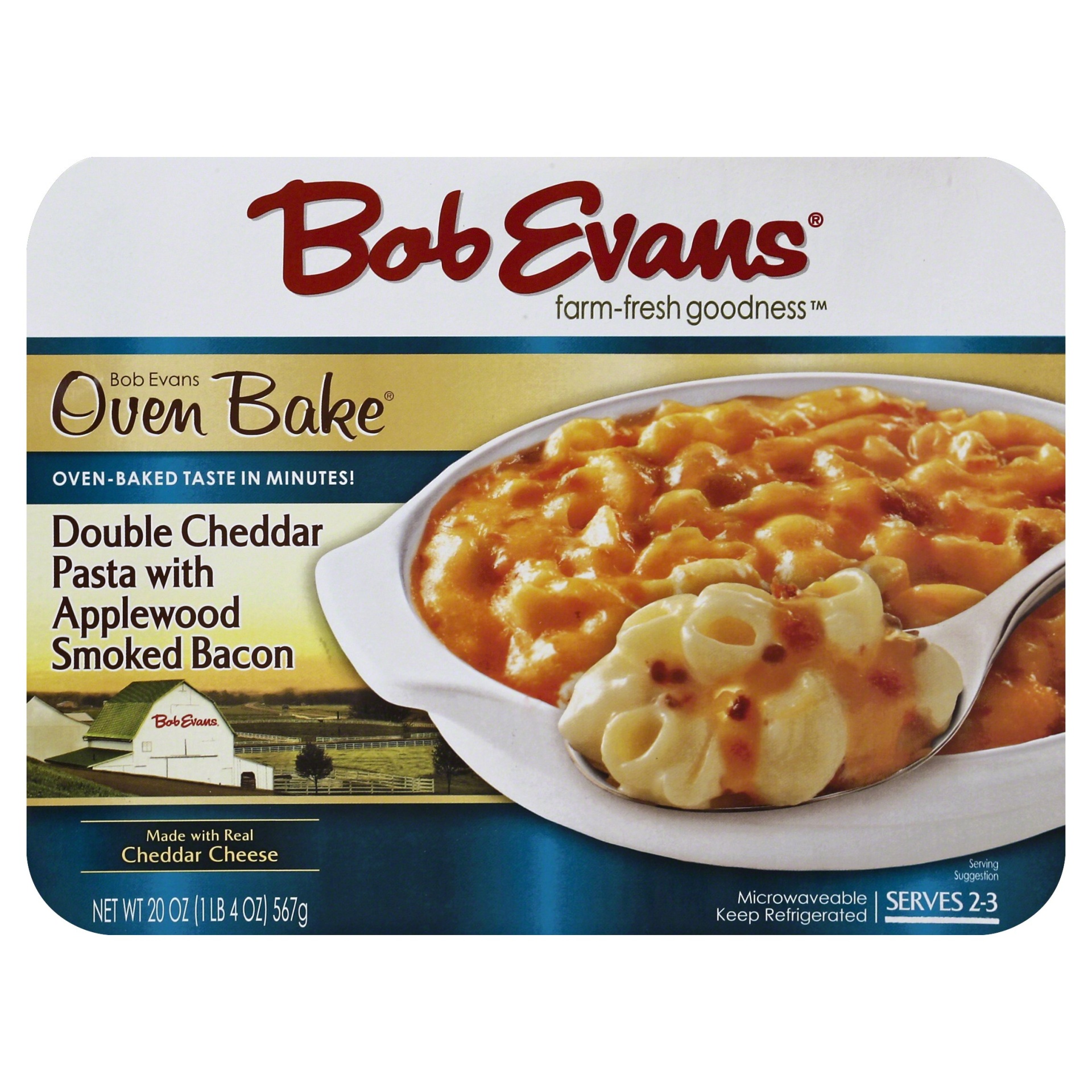 slide 1 of 1, Bob Evans Oven Bake Double Cheddar Pasta with Applewood Smoked Bacon, 20 oz