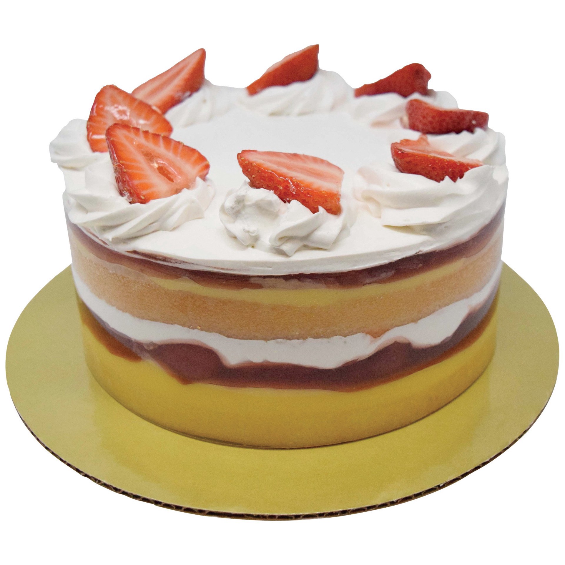 slide 1 of 1, H-E-B Bakery Strawberry Custard Cake, 8 in