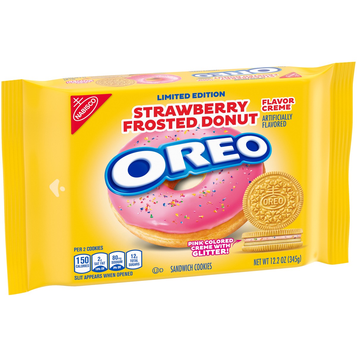 slide 2 of 9, Oreo Nabisco Oreo Strawberry Frosted Donut Sandwich Cookies 12.2 oz. Pack, 12.2 oz