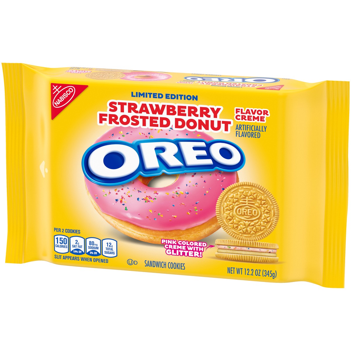 slide 3 of 9, Oreo Nabisco Oreo Strawberry Frosted Donut Sandwich Cookies 12.2 oz. Pack, 12.2 oz