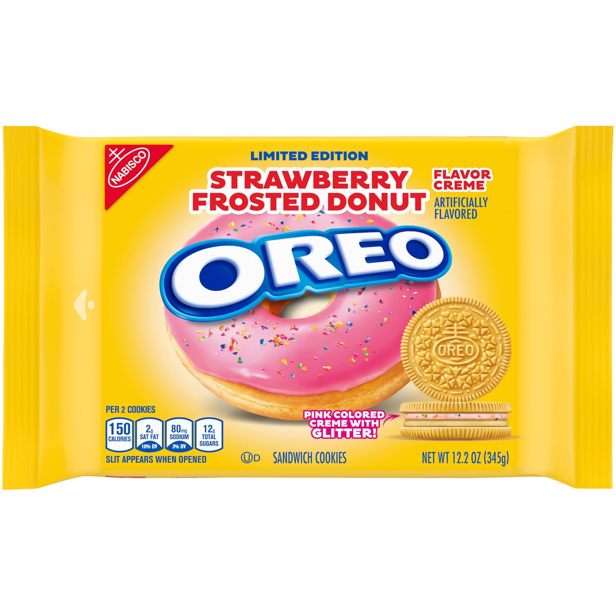 slide 6 of 9, Oreo Nabisco Oreo Strawberry Frosted Donut Sandwich Cookies 12.2 oz. Pack, 12.2 oz