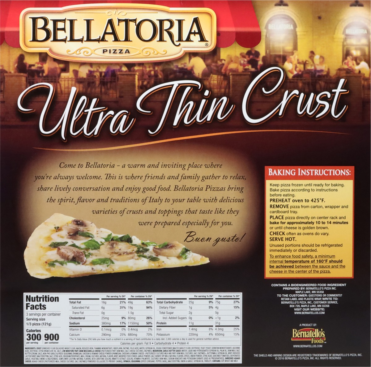 slide 6 of 9, Bellatoria Ultra Thin Crust Roasted Mushroom 'N Spinach Pizza 12.76 oz, 12.76 oz