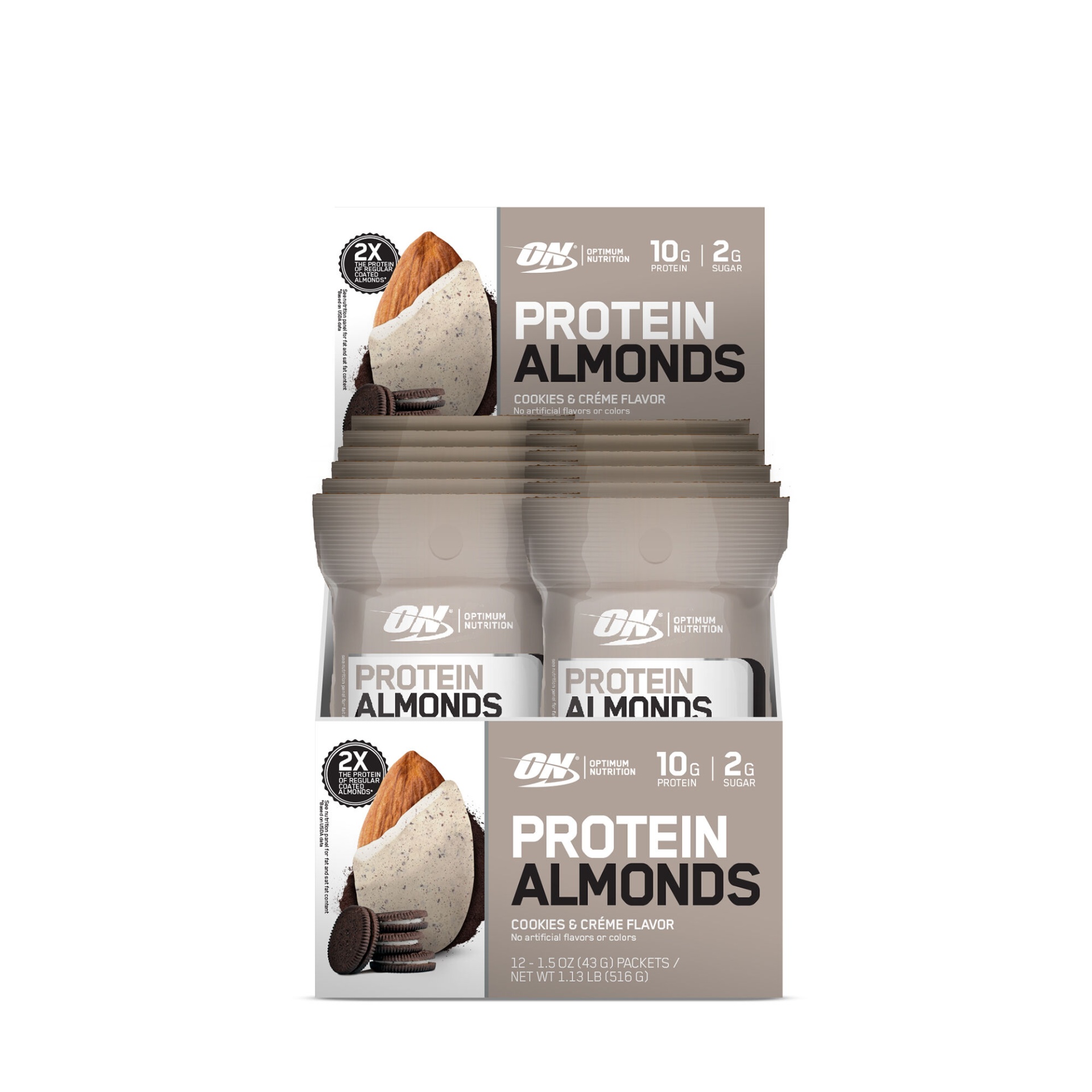 slide 1 of 1, Optimum Nutrition Protein Almonds - Cookies and Crme, 12 ct