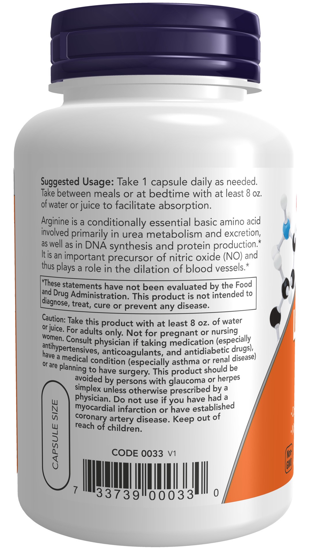 slide 3 of 4, NOW L-Arginine 700 mg - 180 Veg Capsules, 180 ct