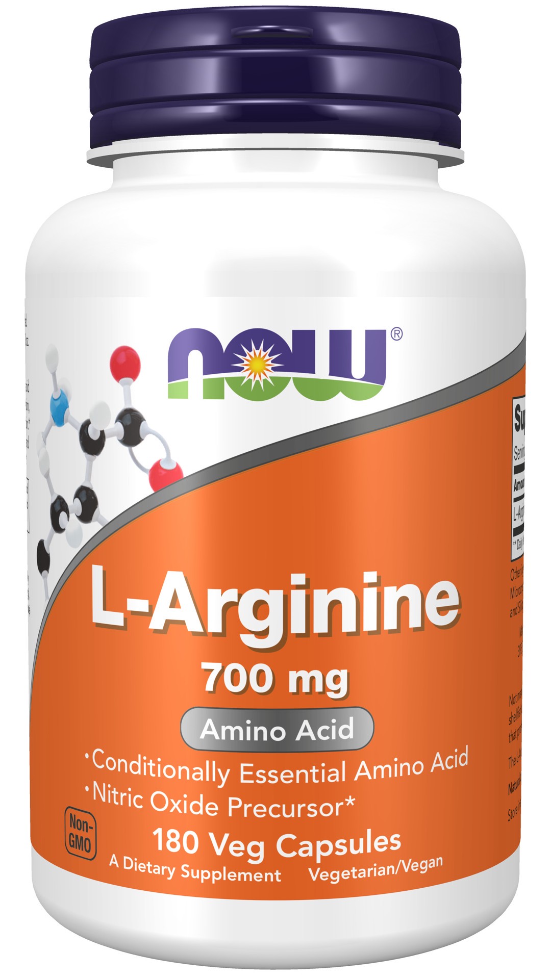 slide 1 of 4, NOW L-Arginine 700 mg - 180 Veg Capsules, 180 ct