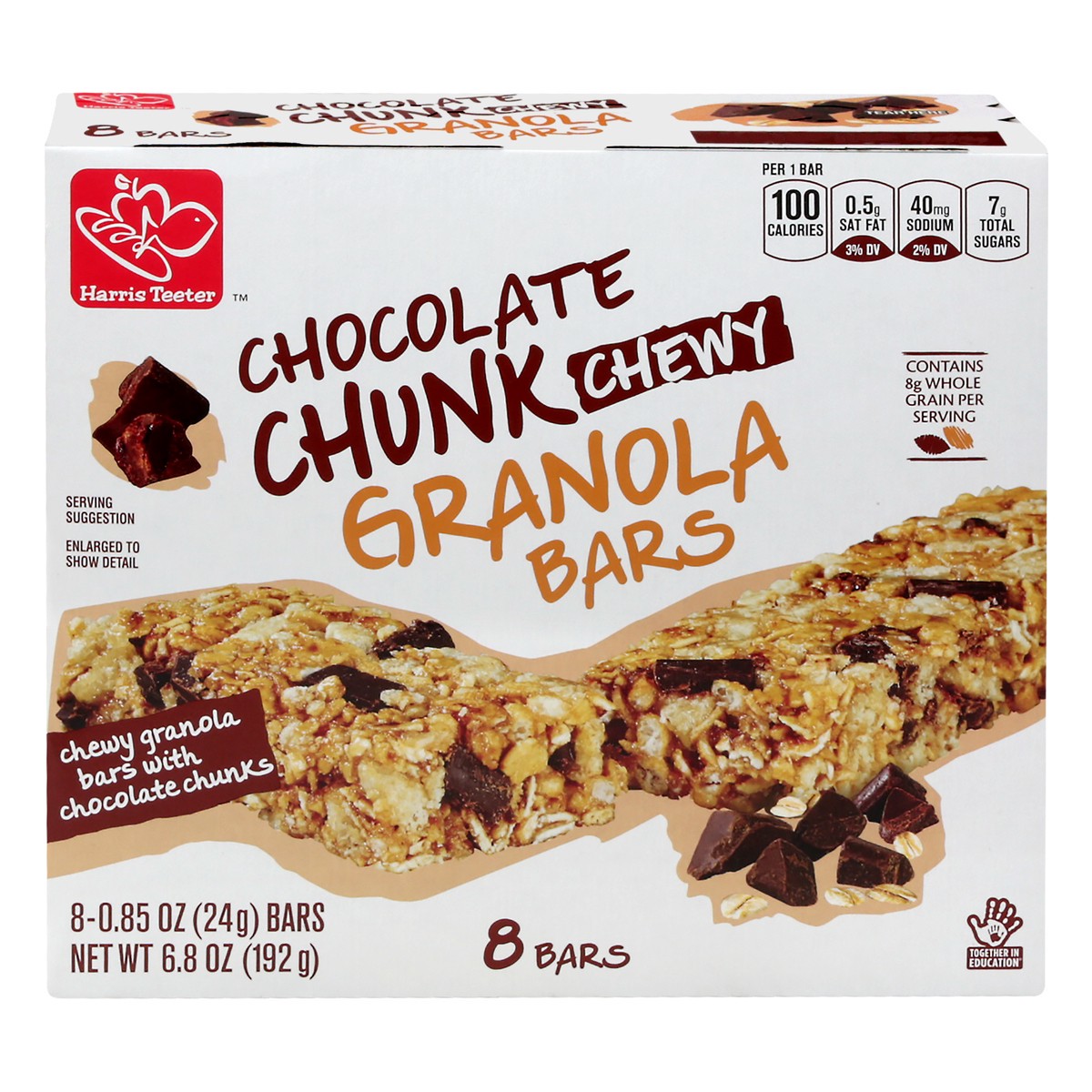 slide 1 of 10, Harris Teeter Chocolate Chunk Chewy Granola Bars, 6.8 oz