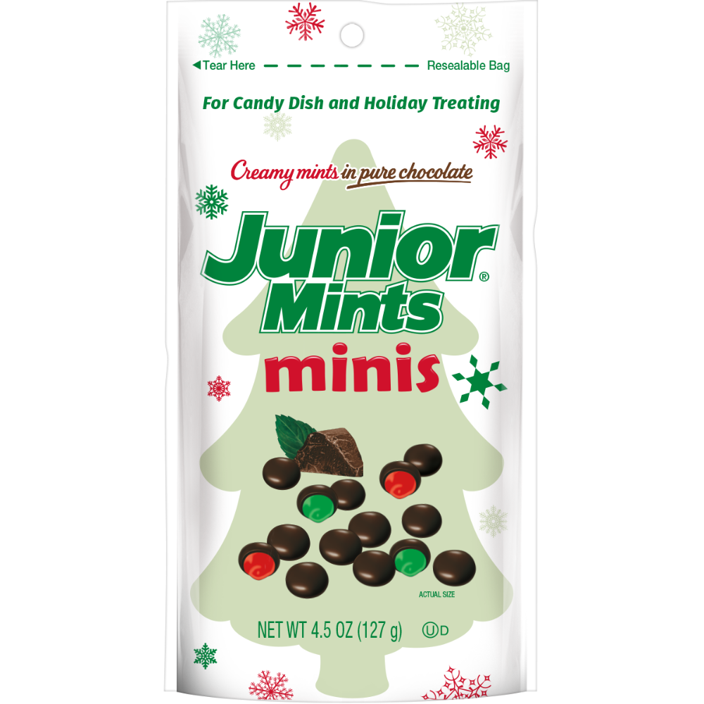 slide 1 of 1, Junior Mints Christmas Minis Mint Filled Dark Chocolate, 4.5 oz