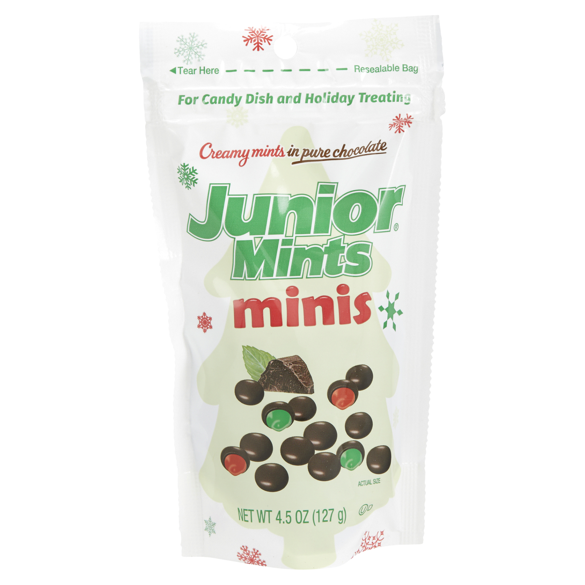 slide 1 of 1, Junior Mints Christmas Minis Mint Filled Dark Chocolate, 4.5 oz