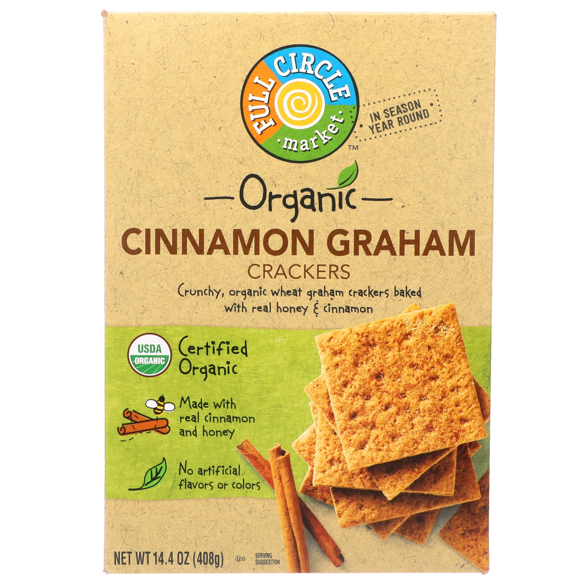 slide 1 of 6, Full Circle Market Organic Cinnamon Graham Crackers, 14.4 oz